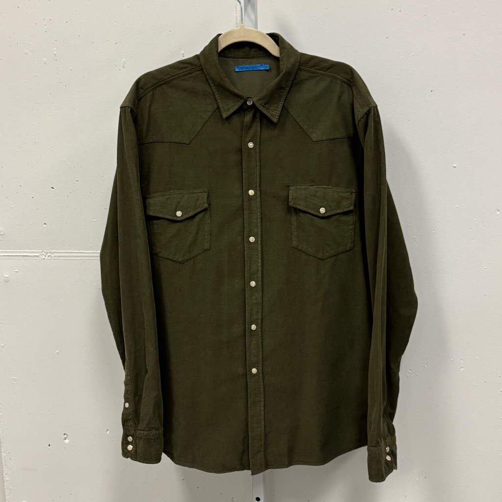 J. Mclaughlin Men's Corduroy Forest Green Snap Closure Casual Shirt Xl